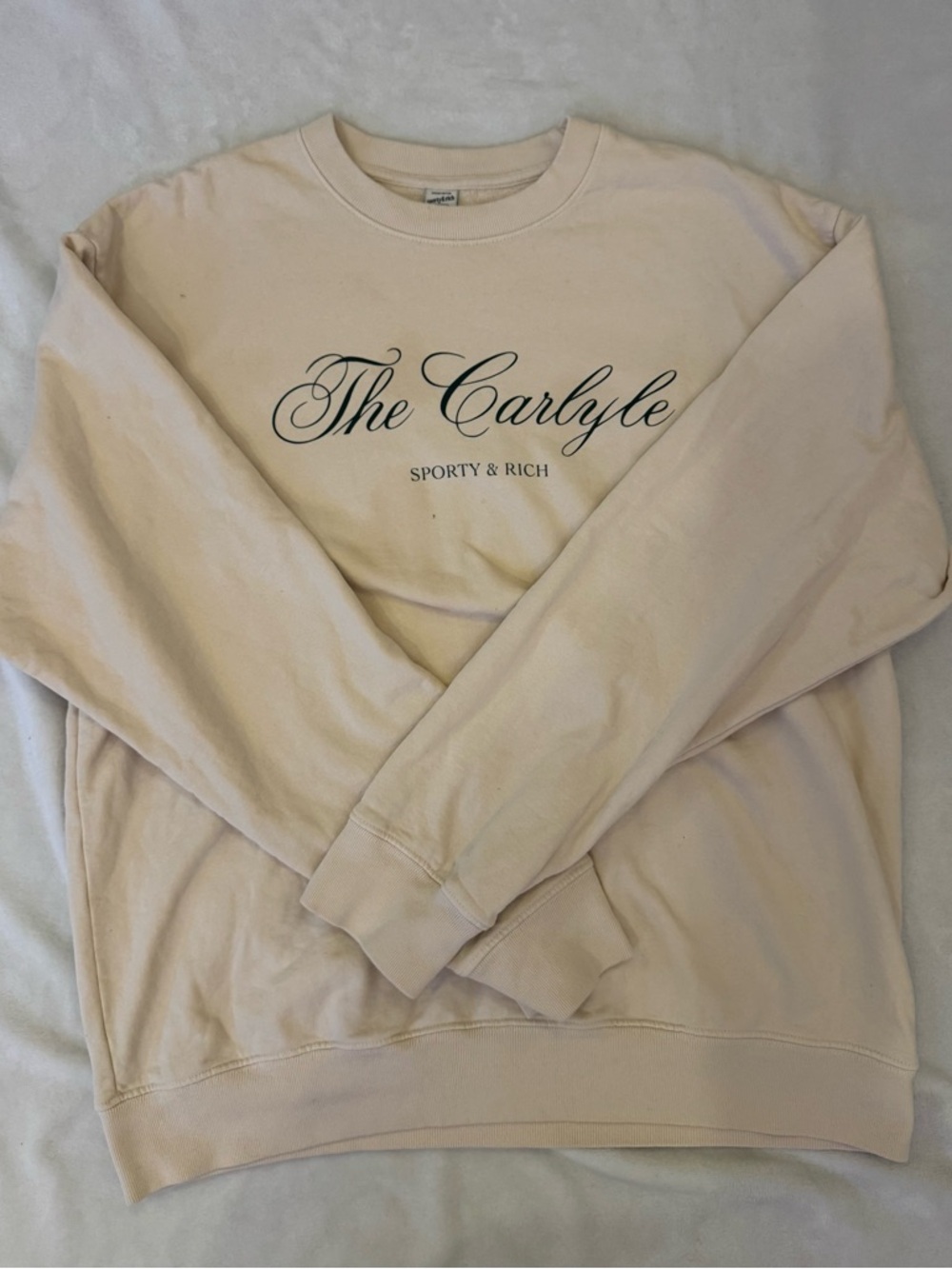 Sporty & Rich The Carlyle Cream Crewneck Sweatshirt Unisex LARGE